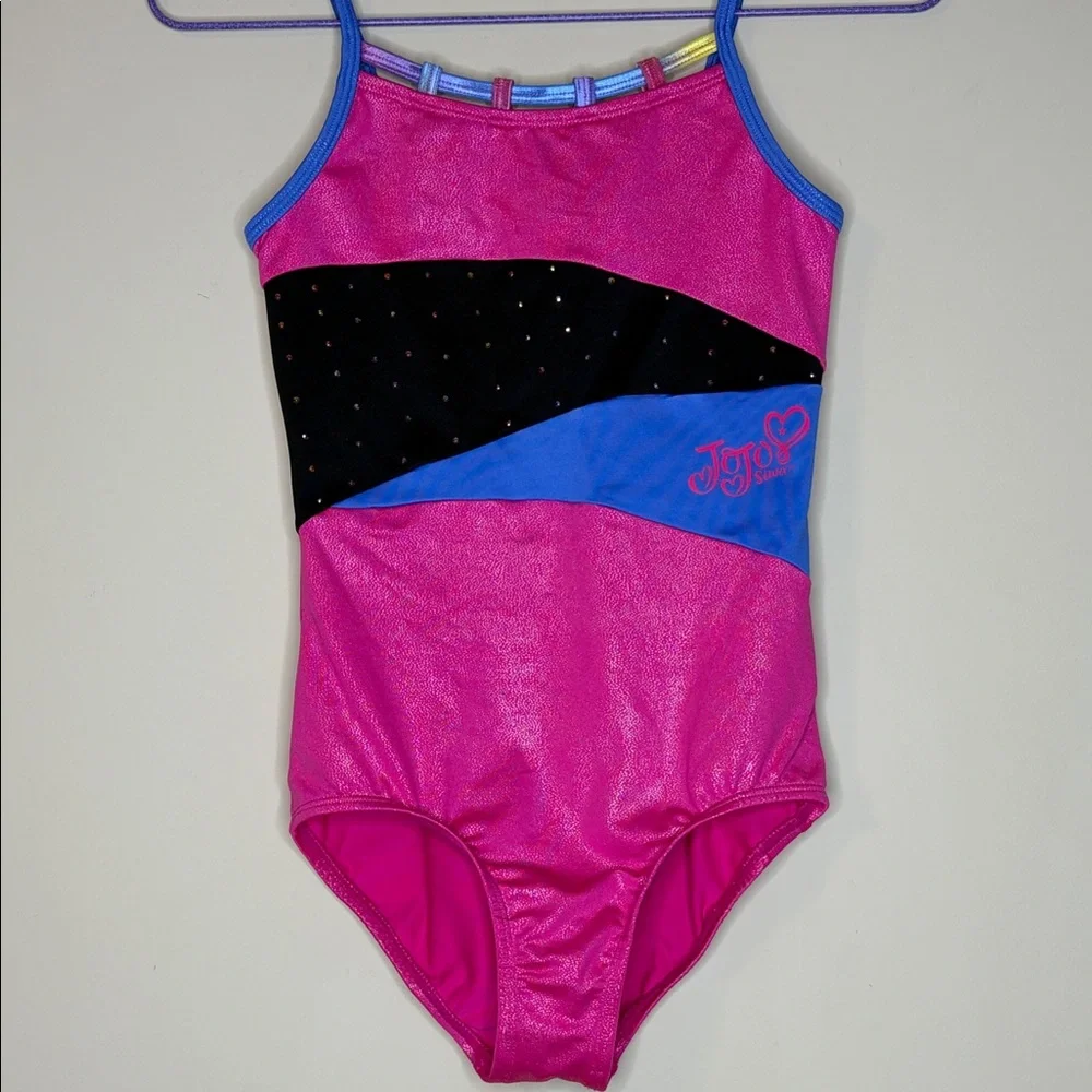 Danskin Jojo Siwa Girls Shimmery Pink Blue Black Leotard Size 12/14